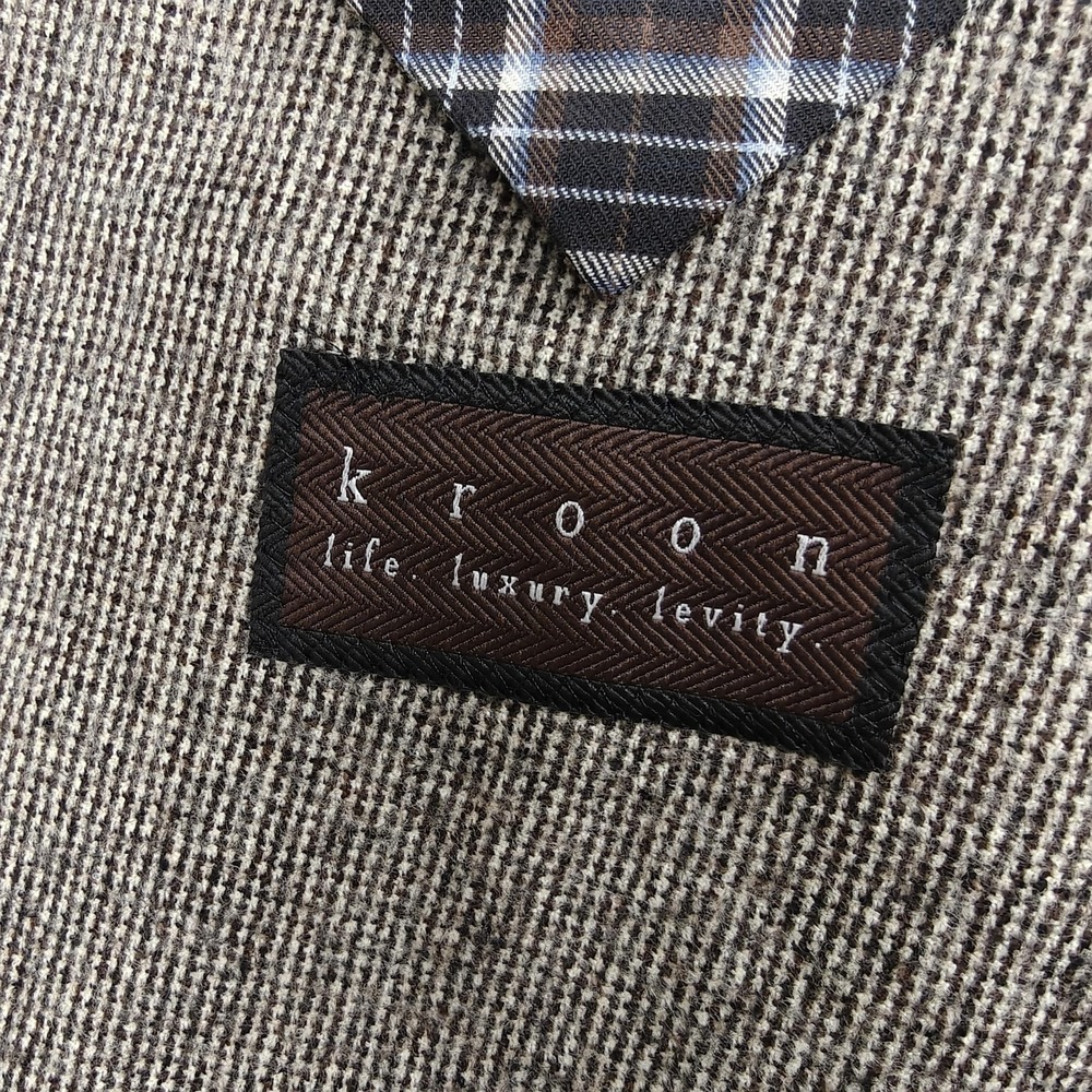 Kroon Blazer Mens 42R Brown Wool Check Tweed Sport Coat Jacket Lined Casual - Picture 4 of 12